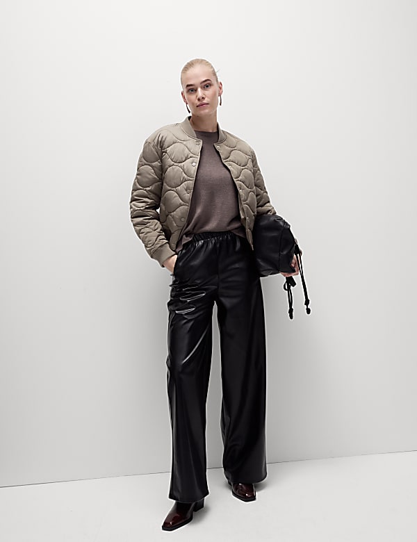 Satin Quilted Relaxed Bomber Jacket