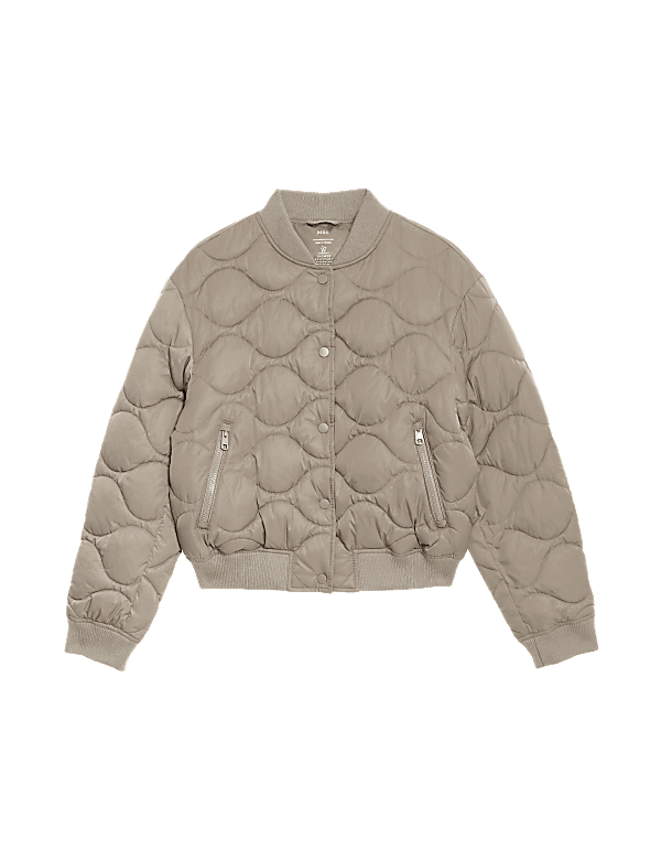 Satin Quilted Relaxed Bomber Jacket