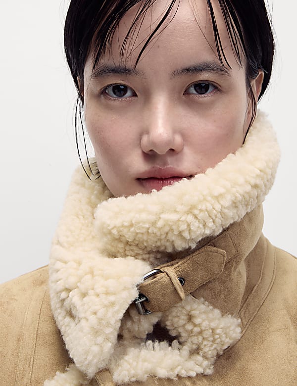 Suedette Shearling Textured Aviator Gilet - NZ