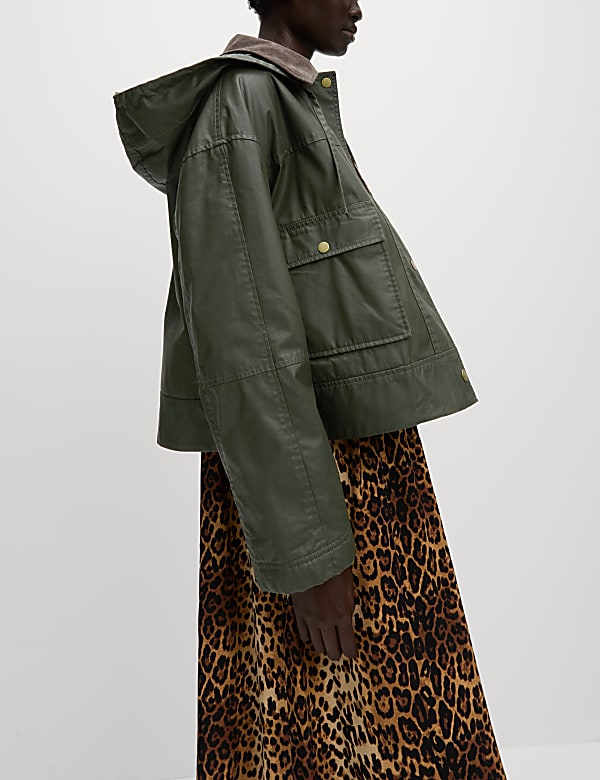Waxed Hooded Short Jacket KHAKI Jackets M S PT