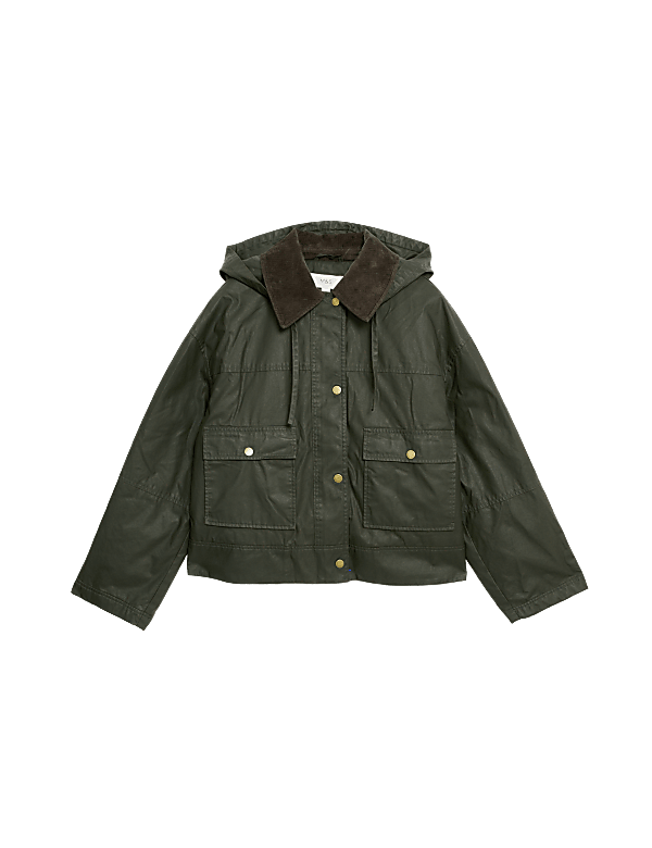 Waxed Hooded Short Jacket