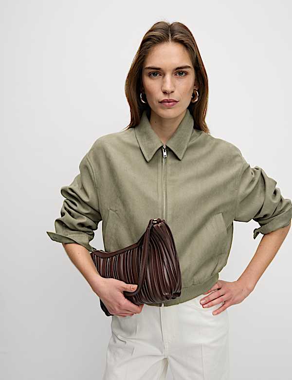 Suedette Relaxed Harrington Jacket - NZ