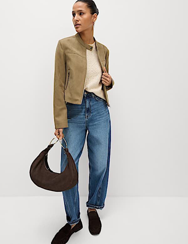 Τζάκετ μοτοσικλετιστή από συνθετικό σουέντ - GR