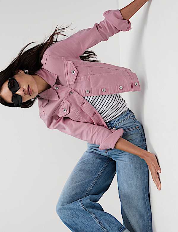 Cotton Rich Denim Jacket with Stretch - JP