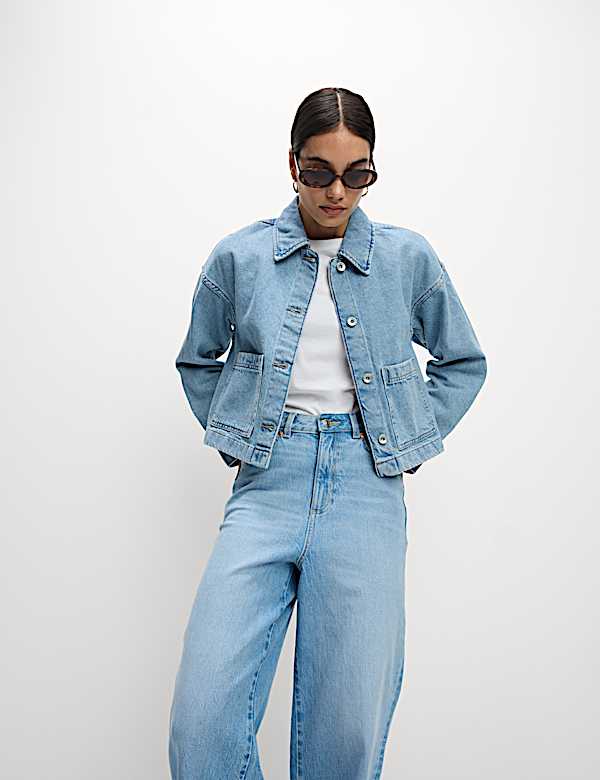 Jaket-Kemeja Denim Model Crop Katun Murni - ID