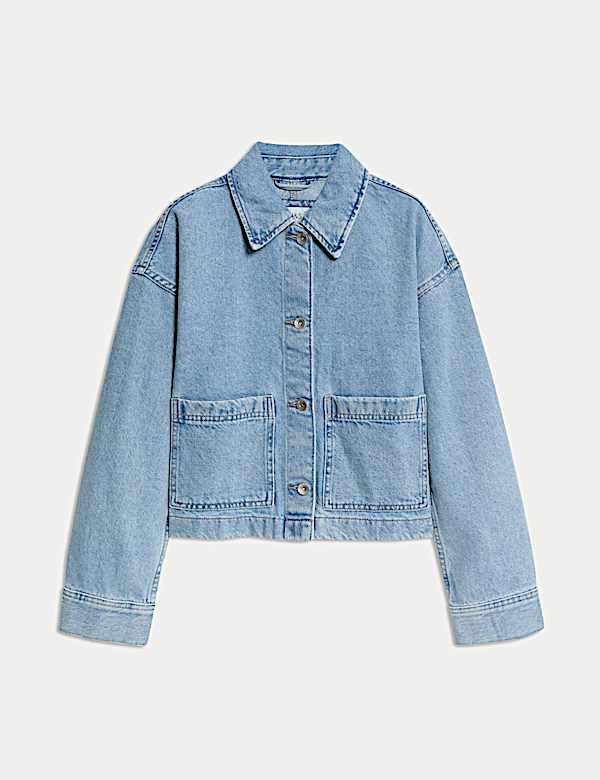 Jaket-Kemeja Denim Model Crop Katun Murni - ID