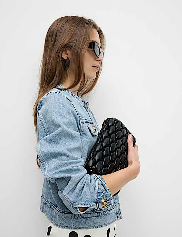Denim Collarless Short Jacket