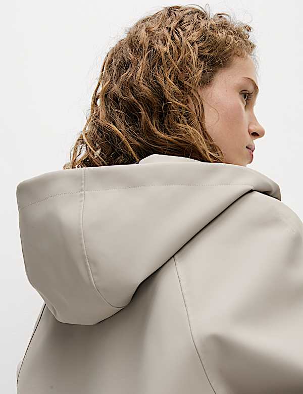 Rubber Hooded Clean Longline Parka Coat - AT