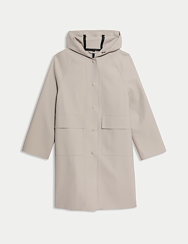 Rubber Hooded Clean Longline Parka Coat - AT