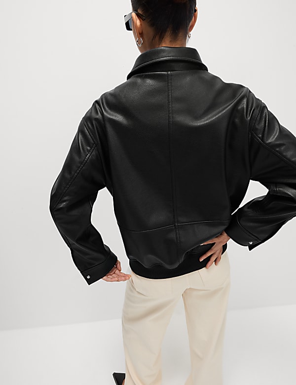 Faux Leather Relaxed Fit Jacket - CY