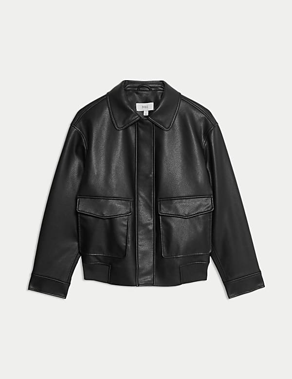 Faux Leather Relaxed Fit Jacket - CY