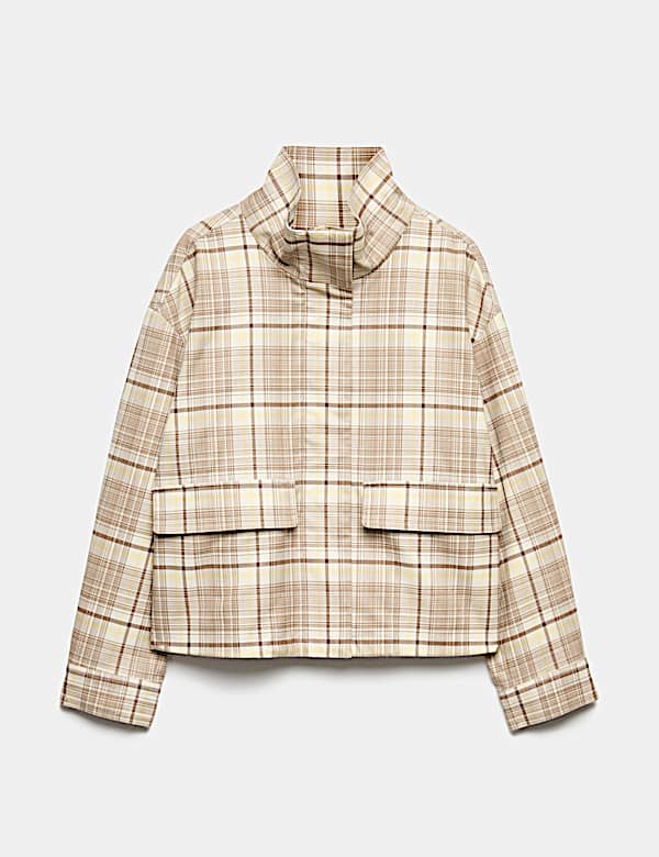 Checked Funnel Neck Barn Jacket - KR