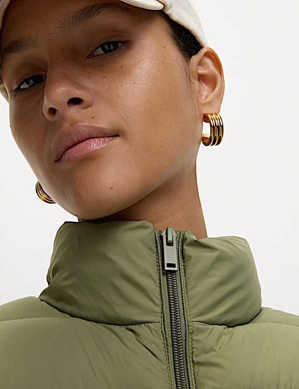 אפודה נוחה לאחסון עם נוצות ופוך וצווארון נשפך - IL