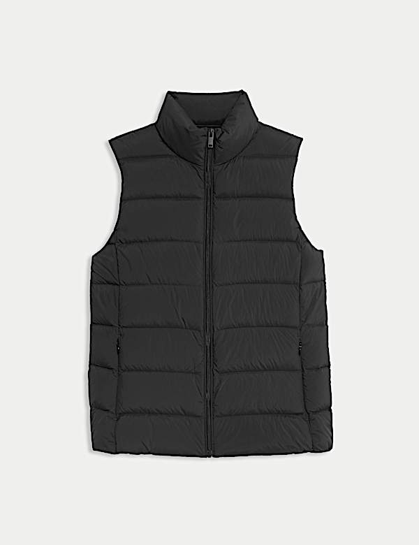 Gilet matelass&eacute; en duvet et plumes, &agrave; col montant repliable - FR