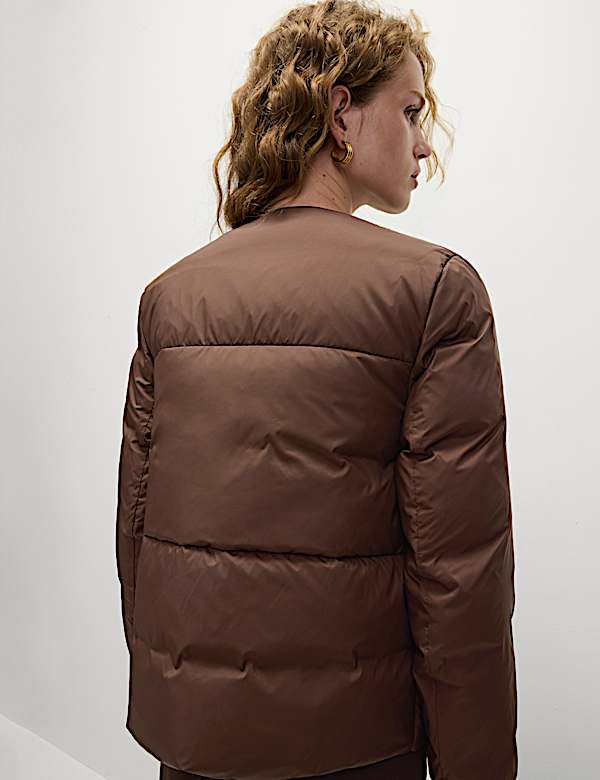 Jaket Liner dengan Bantalan Bulu & Bulu Bagian Dalam Angsa - ID