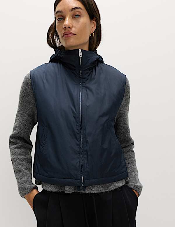 Waterproof Padded Hooded Cropped Gilet