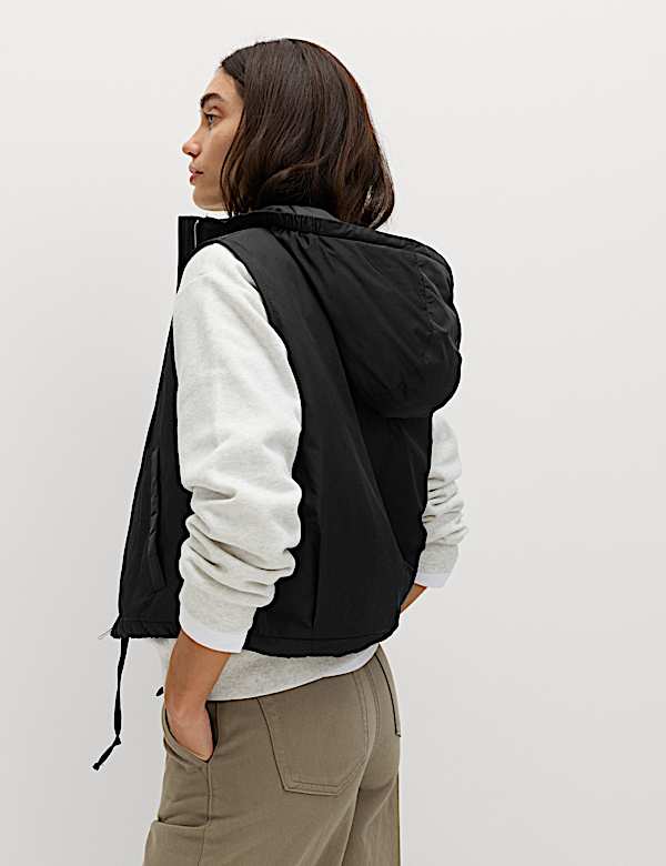 Padded Hooded Cropped Gilet - US