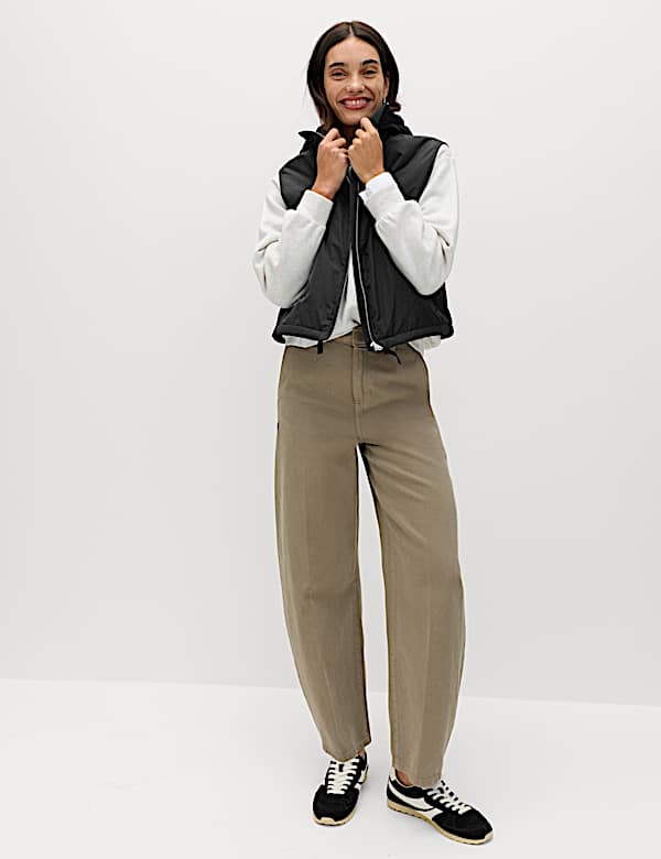 Padded Hooded Cropped Gilet - US