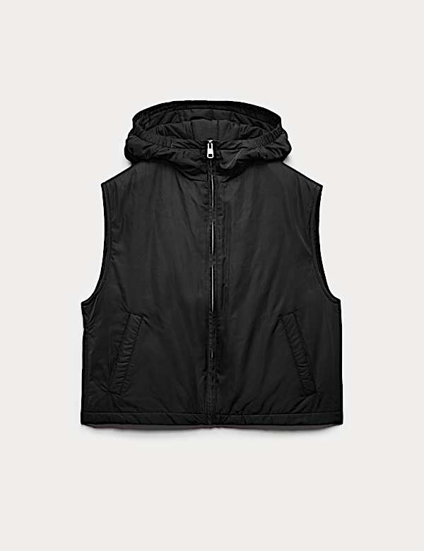 Padded Hooded Cropped Gilet - US