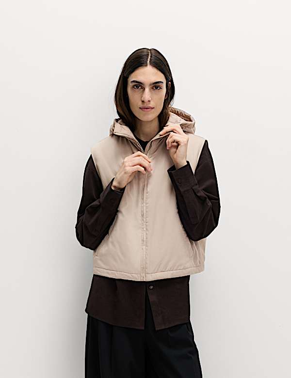 Waterproof Padded Hooded Cropped Gilet