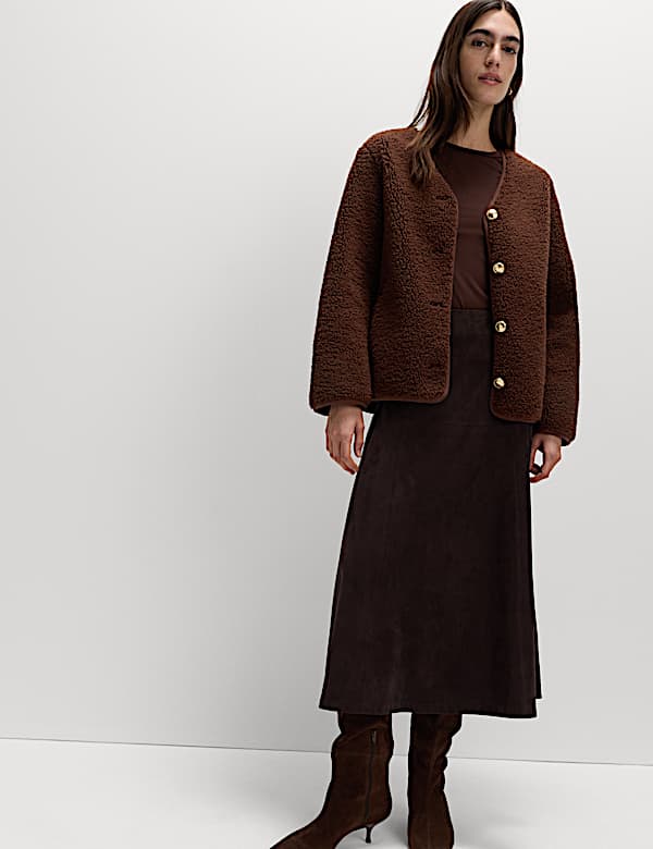 Borg Gold Button Relaxed Jacket - CH