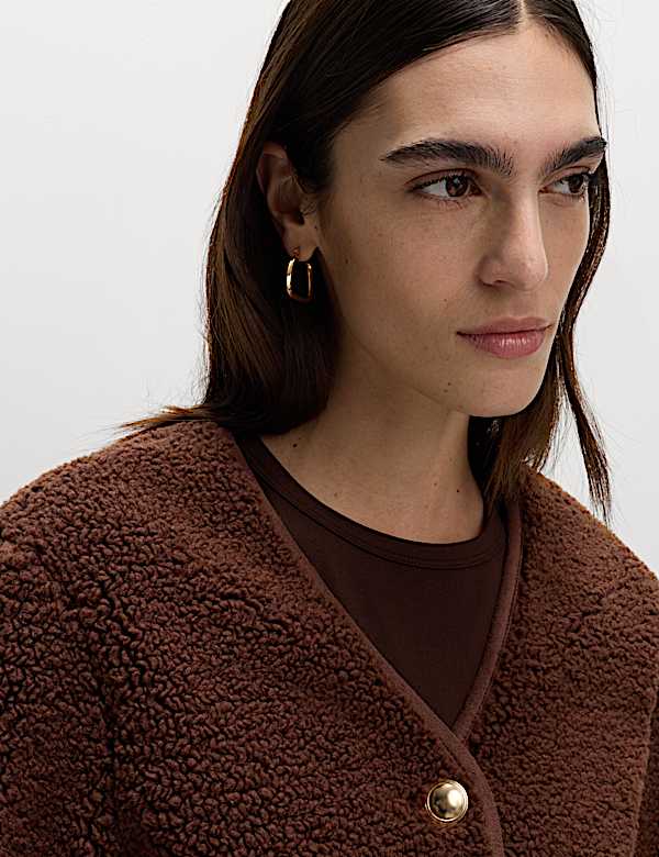 Borg Gold Button Relaxed Jacket - CH