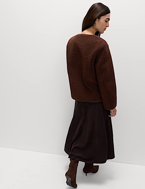 Borg Gold Button Relaxed Jacket - CH