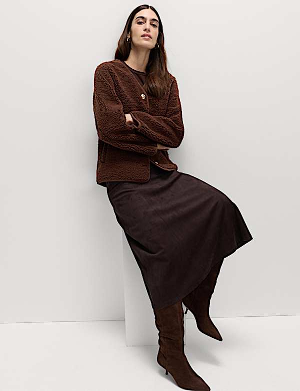 Borg Gold Button Relaxed Jacket - CH