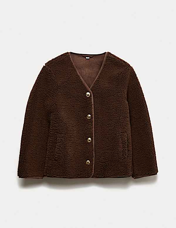 Borg Gold Button Relaxed Jacket - CH