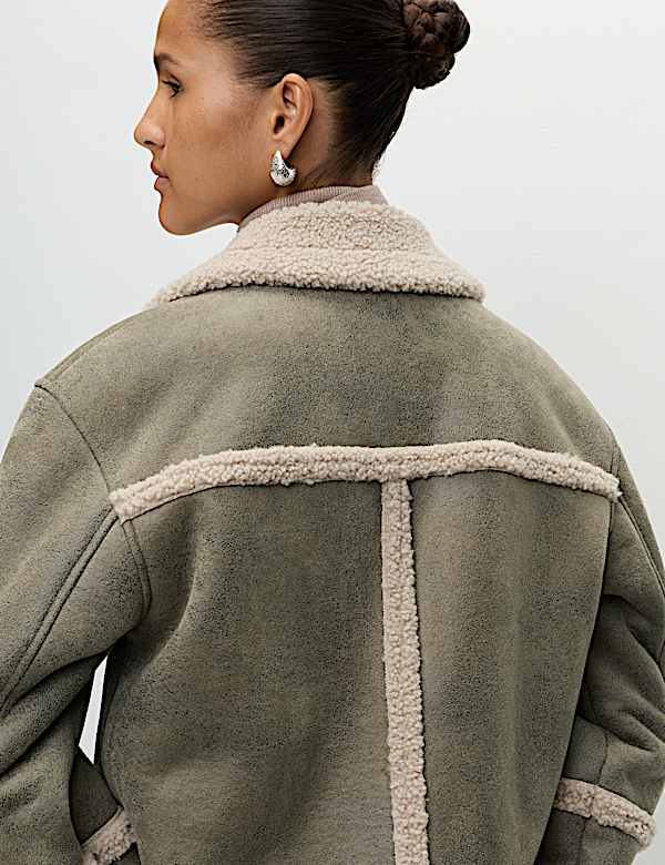 Faux Shearling Aviator Jacket
