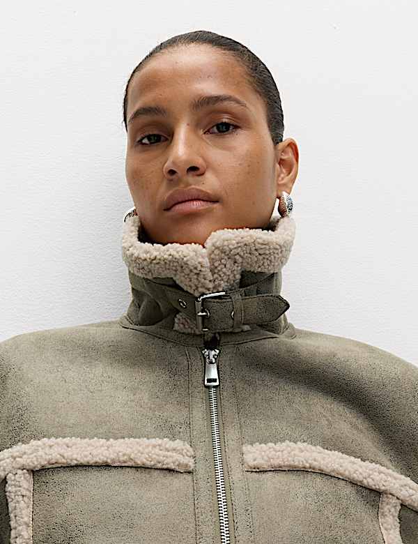 Faux Shearling Aviator Jacket