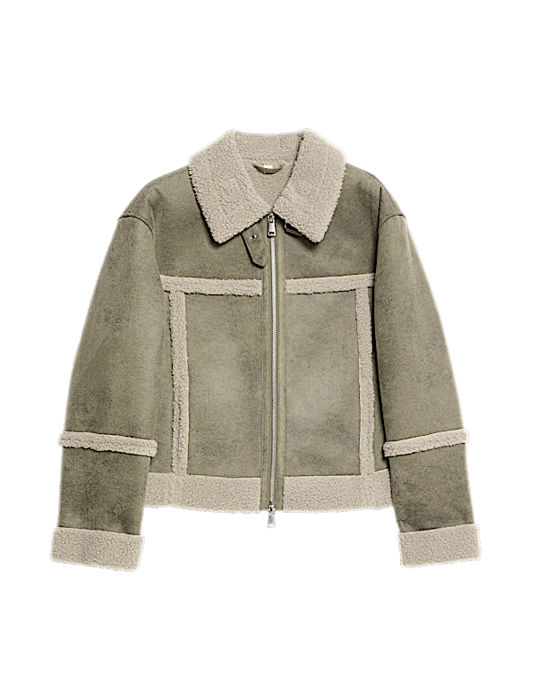 Faux Shearling Aviator Jacket