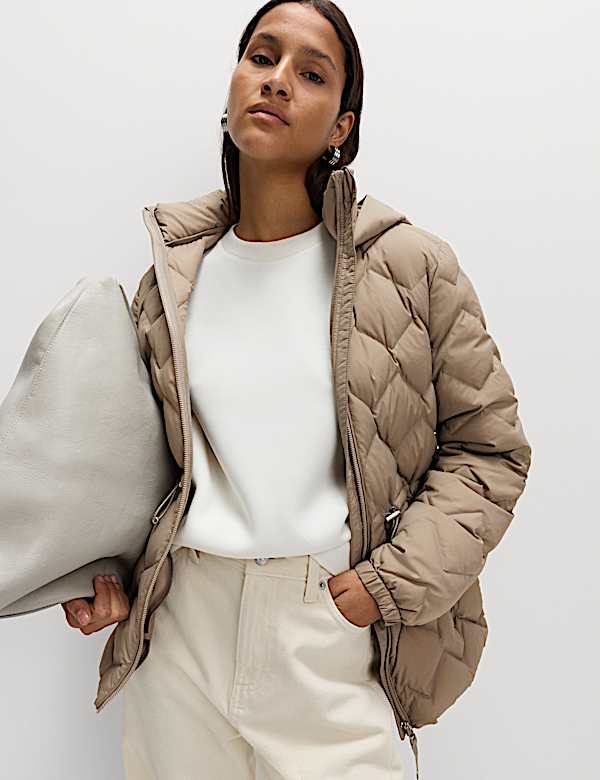 Feather & Down Zig Zag Quilted Jacket - US