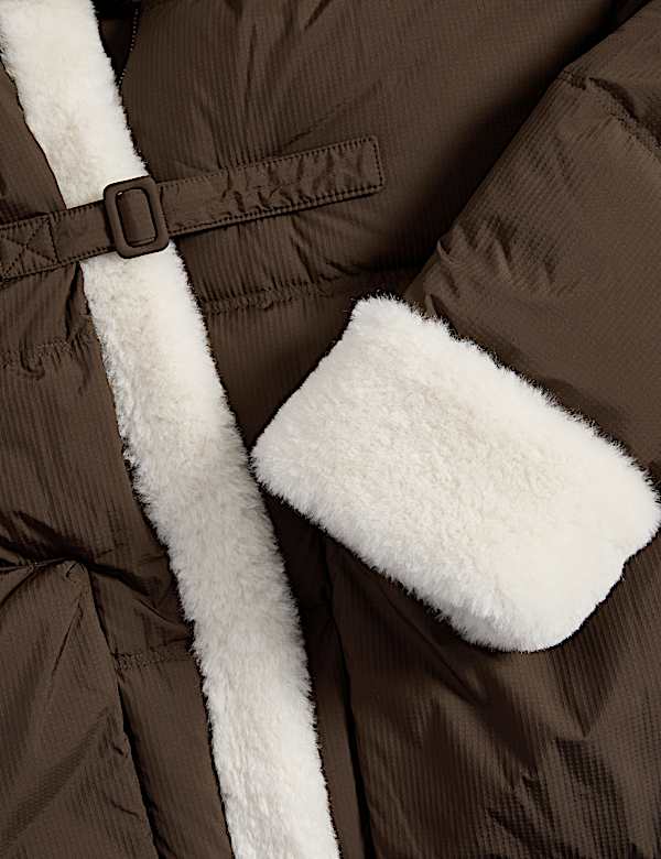 Feather & Down Padded Borg Trim Jacket - CY