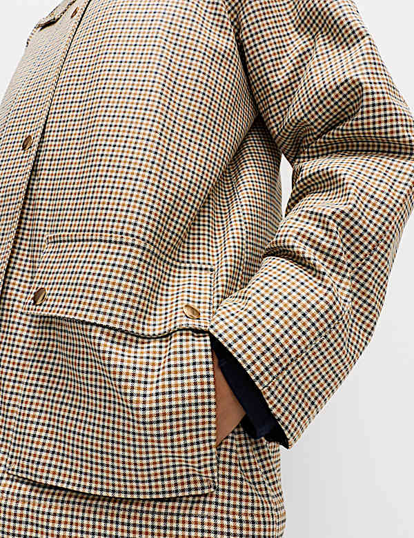 Waxed Look Checked Utility Jacket