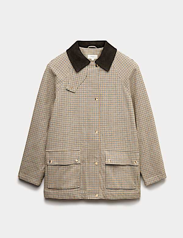 Καρό τζάκετ με μεγάλες τσέπες και κερωμένη όψη - GR