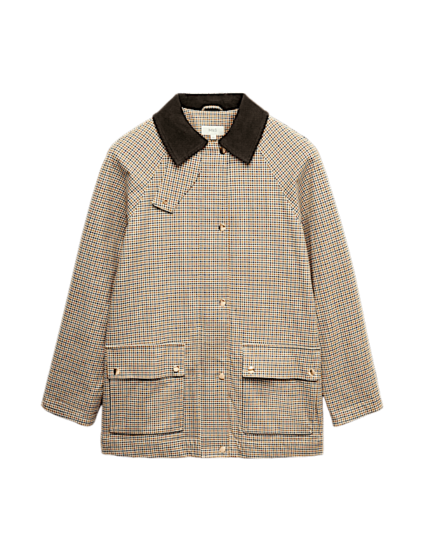 Waxed Look Checked Utility Jacket