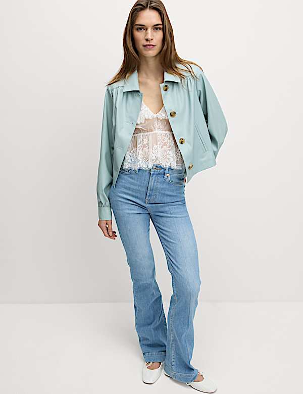 Faux Leather Cropped Jacket - JO