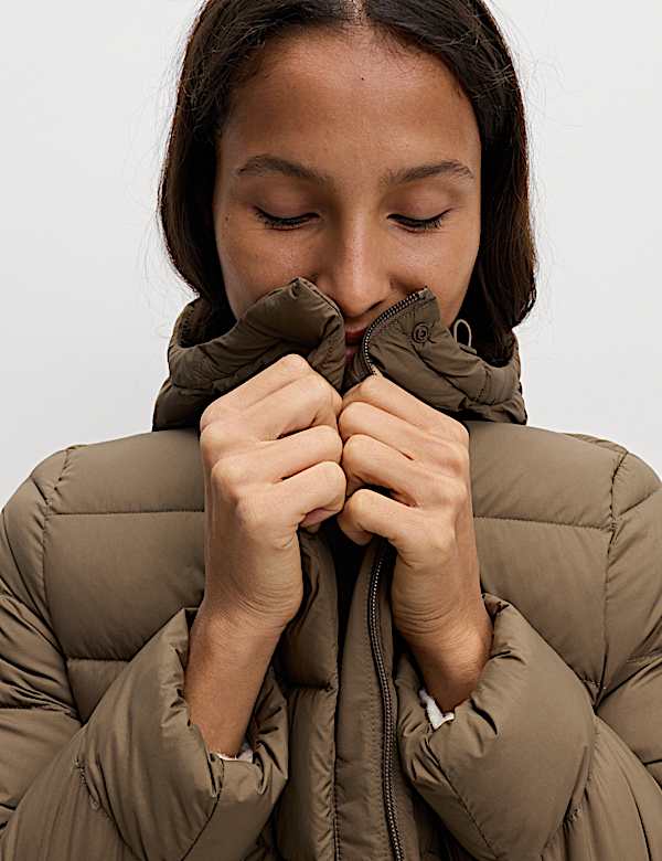 Feather & Down Hooded Duvet Coat - NL