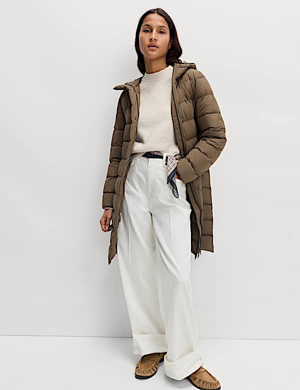 Mantel Isian Selimut Bertudung Bulu & Bulu Bagian Dalam Angsa - ID