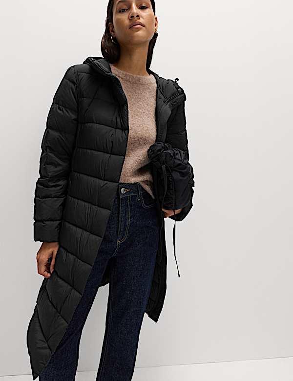 Feather & Down Hooded Duvet Coat - CH