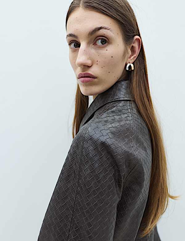 Textured Faux Leather Jacket - BE