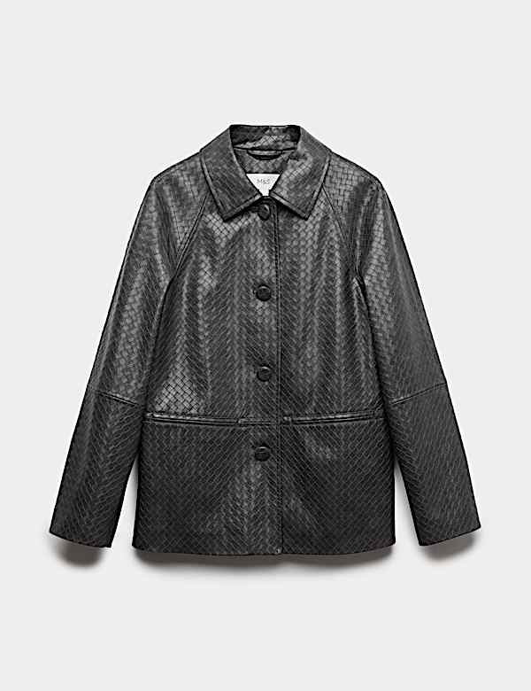Textured Faux Leather Jacket - BE