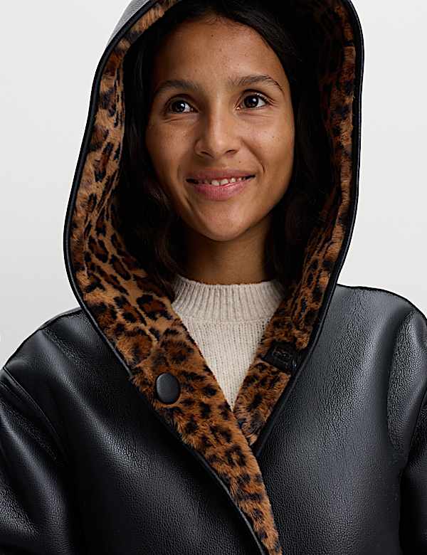 Veste réversible en similicuir à imprimé animal - LU