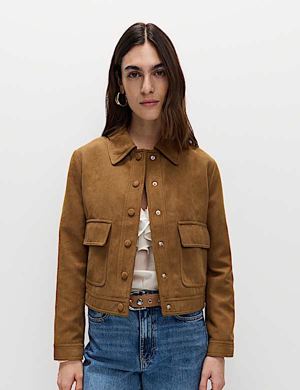 Chaqueta estilo camionero de antelina - ES