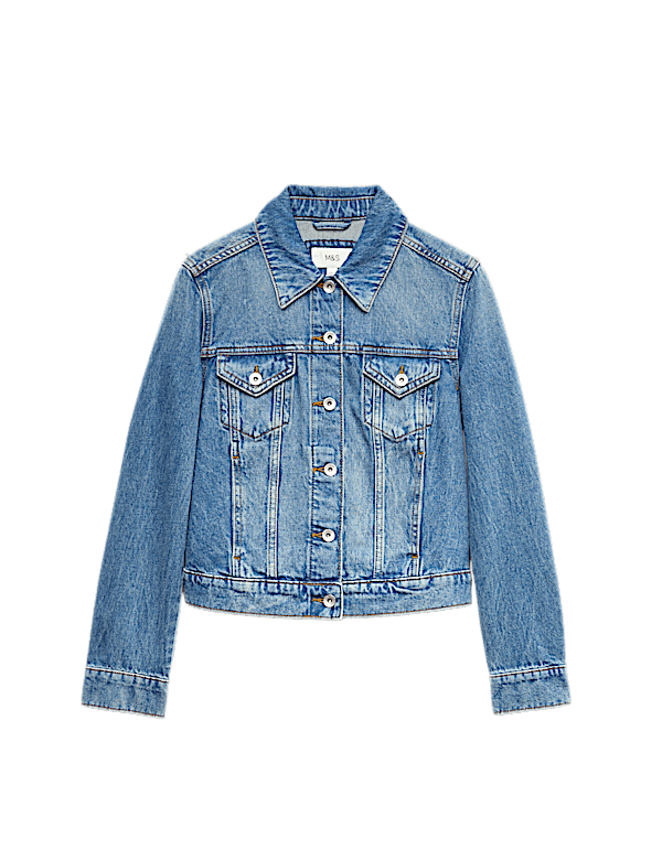 Cotton Lyocell Blend Denim Trucker Jacket