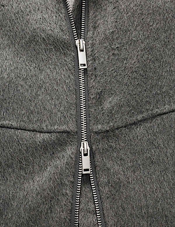 Wool Blend Textured Padded Hood Jacket - US