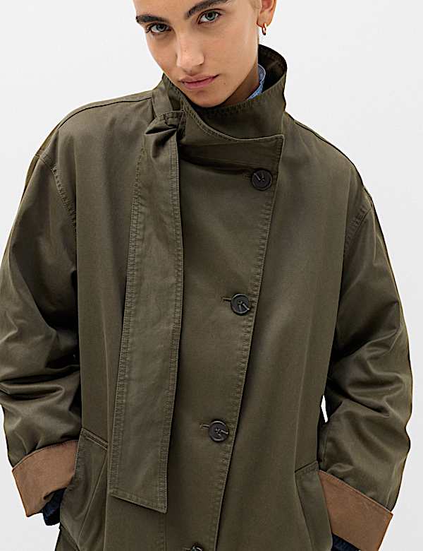 Cotton Rich Waxed Tie Neck Car Coat - MX