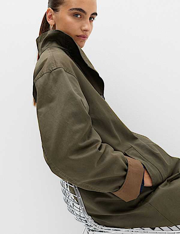 Cotton Rich Waxed Tie Neck Car Coat - MX