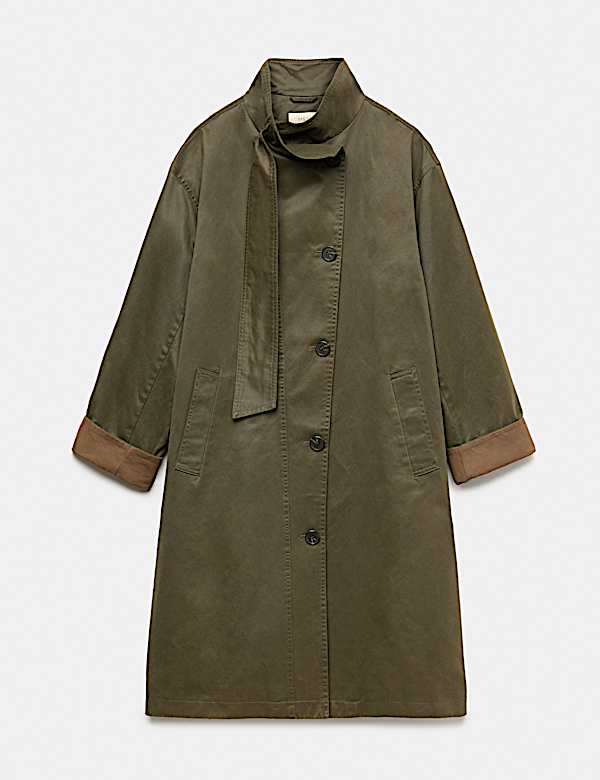 Cotton Rich Waxed Tie Neck Car Coat - MX